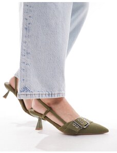 SIMMI Shoes SIMMI London - Dala - Scarpe con tacco a punta con cinturino sul retro e dettaglio con fibbia con occhielli kaki-Verde