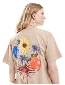 Obey - T-shirt beige con stampa a fiori-Neutro