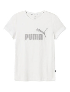 Puma Essential T-shirt Donna Con Logo Glitter Bianco Taglia S