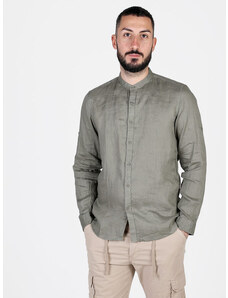 S.O.S Store Of Shirt Camicia In Lino Da Uomo a Maniche Lunghe Classiche Verde Taglia 3xl