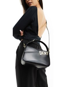 DKNY - Alison - Borsa da spalla in pelle nera con tracolla-Nero