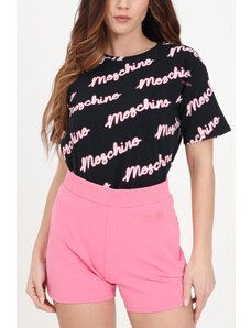 Moschino t-shirt donna girocollo nera/rosa 0706 s