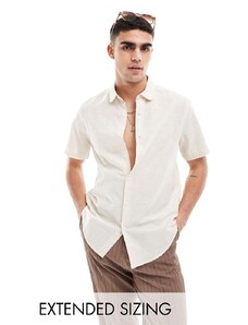 ASOS DESIGN - Camicia elegante in lino écru con colletto smussato-Neutro