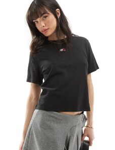 Tommy Jeans - T-shirt squadrata nera con stemma-Nero