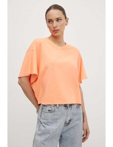 American Vintage maglietta con aggiunta di lino TEE-SHIRT MC COL ROND colore arancione LOP02DE24