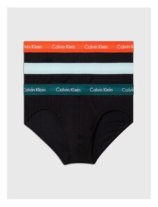 Calvin Klein - Cotton Stretch - Confezione da 3 slip traspiranti neri con elastico colorato-Nero