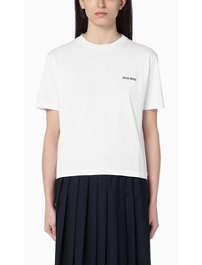 Miu Miu T-shirt bianca in cotone con logo