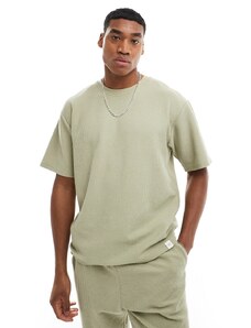 Pull&Bear - T-shirt testurizzata color menta in coordinato-Verde