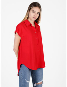 Melitea Maxi Camicia Donna Smanicata Rosso Taglia Unica
