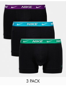 Nike - Everyday - Confezione da 3 paia di boxer aderenti neri Cotton Stretch con elastico in vita a contrasto-Nero
