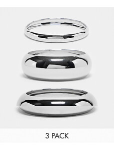 Topshop - Bondi - Confezione da 3 bracciali rigidi color argento