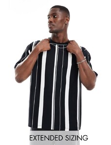 ASOS DESIGN - T-shirt oversize a righe bianche e nere-Multicolore