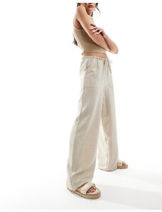 Vero Moda - Pantaloni a fondo ampio color pietra allacciati in vita-Neutro