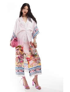 Hope & Ivy - Vestito lungo stile kaftano con cintura e stampa di paesaggio-Multicolore