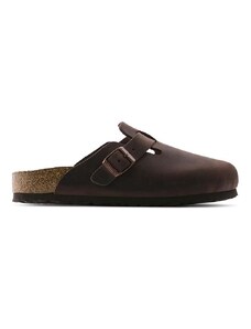 Birkenstock infradito in nubuck Boston SFB colore marrone 159713