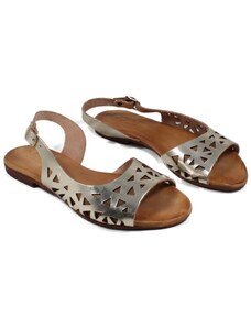 In Time Sandali Bassi Flat Traforati in Pelle "Patty" - Platino