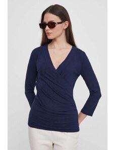Lauren Ralph Lauren camicia a maniche lunghe colore blu navy 200824366