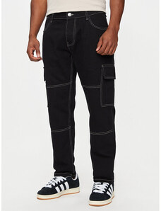 ASOS DESIGN Jeans a fondo super ampio nero slavato con pannelli