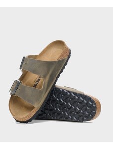 Birkenstock Sandali Arizona Oiled Leather Khaki Uomo Calzata Stretta