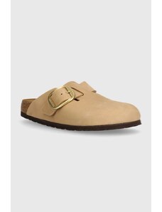 Birkenstock infradito in nabuk Boston Big Buckle colore beige 1028052