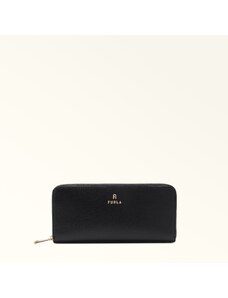 Furla Camelia Zip Around Nero Nero Pelle Stampata Donna