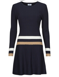 Gyabnw Vestito Casual Invernali Donna in Maglione di Natale a Manica Lunga Abito Collo Alto Elegante Trapezio di Strisce Classico di Orlo Svasato al Ginocchio Caldo, Caramello, XXL