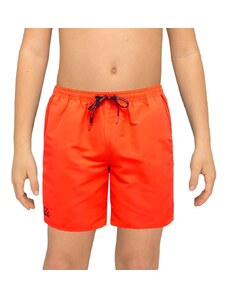 Costume Da Bagno Bambino SUNDEK In Econyl | Arancione Fluoro, Con Coulisse, Strisce Arcobaleno