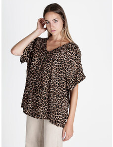 Stradivarius Camicia squadrata a maniche corte effetto lino