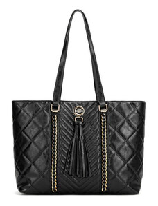 Borsa A Tracolla Donna Nicole & Doris - Tote Elegante Con Design A V, Set 4 Pezzi Nero