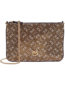 True Decadence Pochette a busta oro a righe con perline e perle