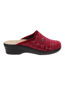 Fly Flot Pantofole Invernali Donna In Panno Prugna Con Zeppa – Modello L8P17Pe – Benessere Italiano, Suola Anatomica E Antishock
