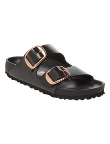 Birkenstock Sandalo Arizona a due fasce in pelle nera lucida