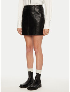 Gonna In Pelle Donna Sexy - Minigonna Vita Alta In Ecopelle, Nero, Aderente Con Spacco Frontale - Foto 12