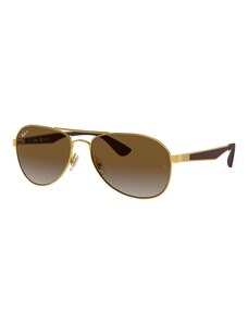 Ray - Ban Unisex Ray - Ban RB3549 001/T5 Occhiali da sole Metallo Oro Marrone Pilot Polarizzata Sfumato
