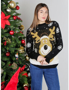 Maglione Natalizio Donna Con Fiocchi Di Neve – Maglia Invernale A Manica Lunga, Rosso - 3