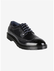 Otisopse Derby liscio con zeppa blu in camoscio