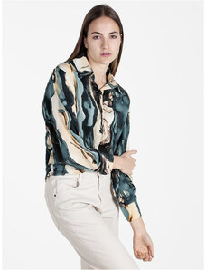 CAMICETTA SNOB Camicia donna in raso fantasia cachemire beige