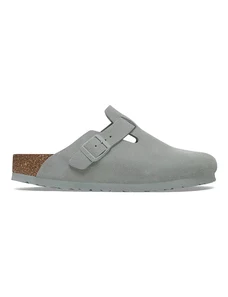 Birkenstock ciabatte slide in camoscio Boston donna colore blu 1029214