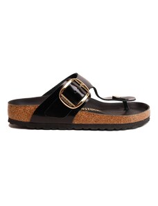 Birkenstock SANDALO INFRADITO GIZEH IN PELLE EFFETTO LUCIDO NERO