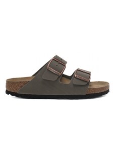 Birkenstock sandali da donna arizona birko flor nubuck in vera pelle con doppio cinturino grigio
