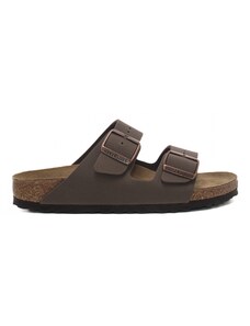 Birkenstock sandali da donna arizona birko flor nubuck in vera pelle con doppio cinturino mocca