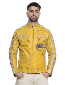 Silvian Heach Giubbotto Ecopelle Giallo Giacca Moto Giacca