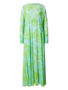 Topshop Vestito lungo a maniche lunghe in raso verde a fiori con
