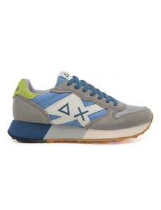 Sun68 sneakers da uomo jaki 2.0 bicolor con inserti in suede grigio chiaro e azzurro