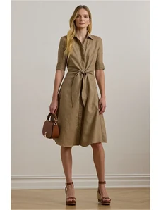 Lauren Ralph Lauren vestito di lino colore marrone 200905667