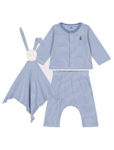 Pigiama Bambini Petit Bateau - Coste 1x1 A Righe Milleraie Blu - Comodo Ed Elasticizzato