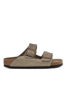 Birkenstock sandali da donna arizona in vera pelle scamosciata tortora