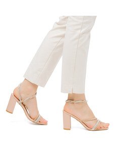 Sandali gioiello da donna con tacco a spillo argento con strass e glitter  Lora Ferres