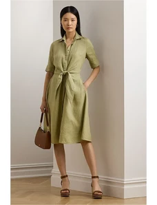 Lauren Ralph Lauren vestito di lino colore verde 200905667
