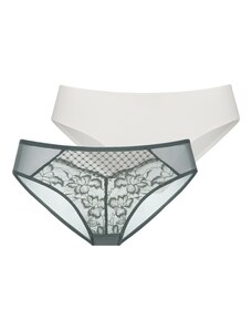 Perizoma Goldenpoint In Pizzo Con Fianchi Alti - Fantasia Floreale Rosa E Bianco, Tassello In Cotone